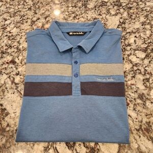 Travis Mathew Polo Shirt Men XLarge Blue Anthem Country Golf Club Short Sleeve